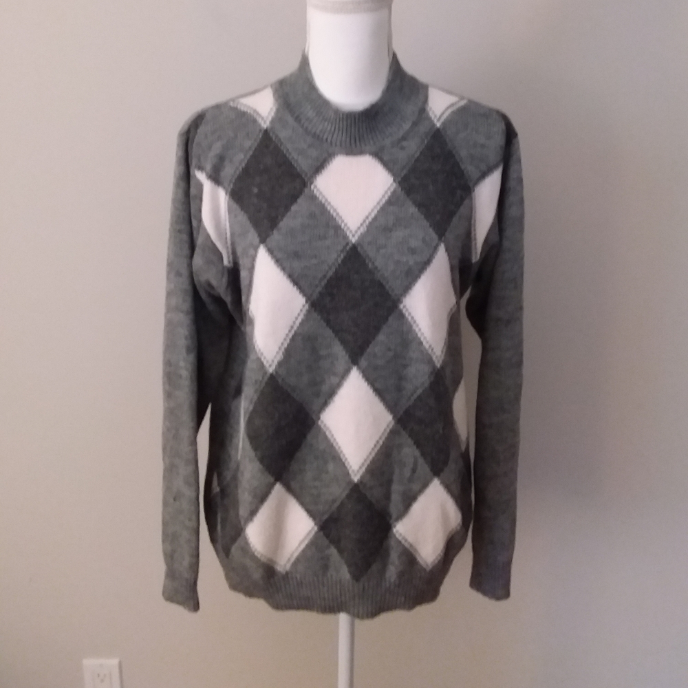 Alfred Dunner Grey and White Argle Sweater